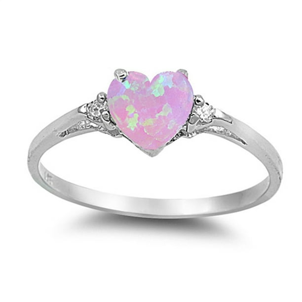 Sterling Silver 925 HEART LOVE KNOT WHITE LAB OPAL & CZ PROMISE RING SIZES 4-12